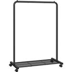 Casa si Gradina - Mobilier - Organizare si depozitare - Cuiere - Suport pentru haine mobil cu roti, bara umerase si raft, stil industrial, 91x41x158 cm, negru - Infinity.ro