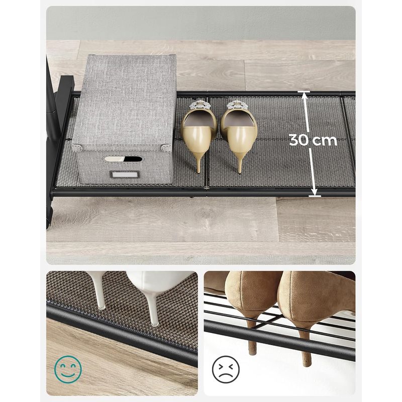 Casa si Gradina - Mobilier - Organizare si depozitare - Cuiere - Suport pentru haine mobil cu roti, bara umerase si raft, stil industrial, 91x41x158 cm, negru - Infinity.ro