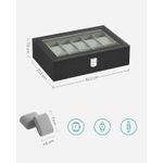 Casa si Gradina - Mobilier - Organizare si depozitare - Cutii depozitare - Cutie depozitare 12 ceasuri piele sintetica, capac sticla, captuseala catifea, perne detasabile, 20x30x8 cm, negru - Infinity.ro