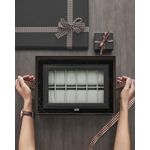 Casa si Gradina - Mobilier - Organizare si depozitare - Cutii depozitare - Cutie depozitare 12 ceasuri piele sintetica, capac sticla, captuseala catifea, perne detasabile, 20x30x8 cm, negru - Infinity.ro
