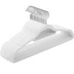 Casa si Gradina - Mobilier - Organizare si depozitare - Umerase si valeti - Set de 20 de umerase pentru haine, anti-alunecare cu catifea, bara de cravata si carlig pivotant, 43,5 cm, alb - Infinity.ro