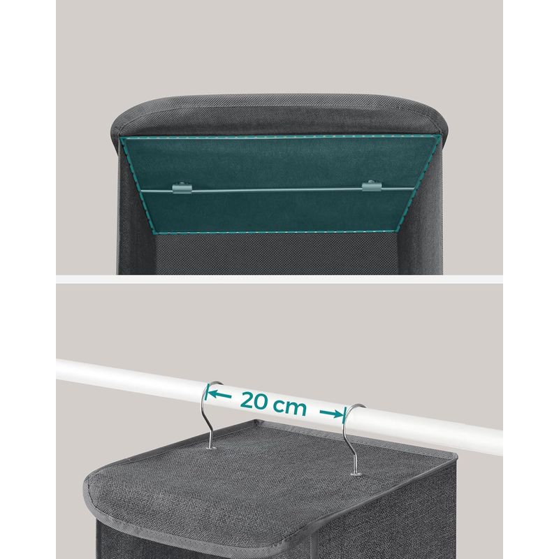 Casa si Gradina - Mobilier - Organizare si depozitare - Organizatoare pentru sertare si dulapuri - Set 2 bucati organizatoare suspendate pentru dulap, 5 rafturi, pliabil, 30x30x90 cm, gri - Infinity.ro