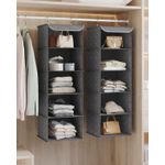 Casa si Gradina - Mobilier - Organizare si depozitare - Organizatoare pentru sertare si dulapuri - Set 2 bucati organizatoare suspendate pentru dulap, 5 rafturi, pliabil, 30x30x90 cm, gri - Infinity.ro