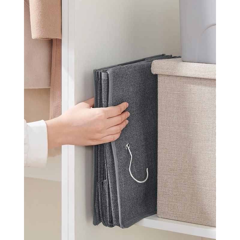Casa si Gradina - Mobilier - Organizare si depozitare - Organizatoare pentru sertare si dulapuri - Set 2 bucati organizatoare suspendate pentru dulap, 5 rafturi, pliabil, 30x30x90 cm, gri - Infinity.ro