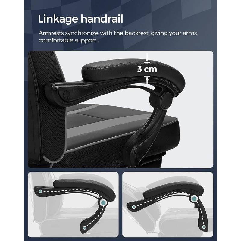 Casa si Gradina - Mobilier - Scaune si fotolii - Scaune - Scaun gaming ergonomic, cu spatar inalt, suport pentru picioare, maxim 150 kg , 50x70x126 cm, negru si gri - Infinity.ro