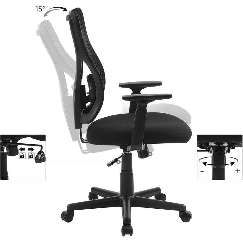 Casa si Gradina - Mobilier - Scaune si fotolii - Scaune - Scaun de birou ergonomic mesh, reglabil complet, brate si suport lombar ajustabile, 68x67x113 cm, negru - Infinity.ro
