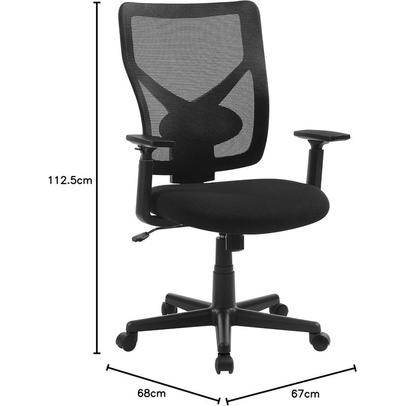 Casa si Gradina - Mobilier - Scaune si fotolii - Scaune - Scaun de birou ergonomic mesh, reglabil complet, brate si suport lombar ajustabile, 68x67x113 cm, negru - Infinity.ro