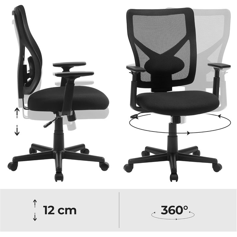 Casa si Gradina - Mobilier - Scaune si fotolii - Scaune - Scaun de birou ergonomic mesh, reglabil complet, brate si suport lombar ajustabile, 68x67x113 cm, negru - Infinity.ro