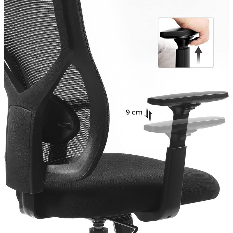 Casa si Gradina - Mobilier - Scaune si fotolii - Scaune - Scaun de birou ergonomic mesh, reglabil complet, brate si suport lombar ajustabile, 68x67x113 cm, negru - Infinity.ro