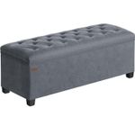Casa si Gradina - Gradina si terasa - Mobilier exterior - Dulapuri si lazi depozitare exterior - Banca cu spatiu de depozitare 110x40x40 cm, 103 litri, tapitata cu catifea, MDF si spuma, gri - Infinity.ro
