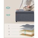 Casa si Gradina - Gradina si terasa - Mobilier exterior - Dulapuri si lazi depozitare exterior - Banca cu spatiu de depozitare 110x40x40 cm, 103 litri, tapitata cu catifea, MDF si spuma, gri - Infinity.ro