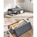 Casa si Gradina - Gradina si terasa - Mobilier exterior - Dulapuri si lazi depozitare exterior - Banca cu spatiu de depozitare 110x40x40 cm, 103 litri, tapitata cu catifea, MDF si spuma, gri - Infinity.ro