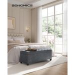 Casa si Gradina - Gradina si terasa - Mobilier exterior - Dulapuri si lazi depozitare exterior - Banca cu spatiu de depozitare 110x40x40 cm, 103 litri, tapitata cu catifea, MDF si spuma, gri - Infinity.ro