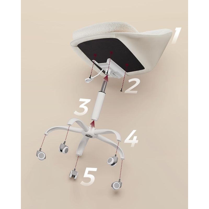 Casa si Gradina - Mobilier - Scaune si fotolii - Scaune - Scaun de birou ergonomic, inaltime reglabila, 60x60x(80-90) cm, bej - Infinity.ro