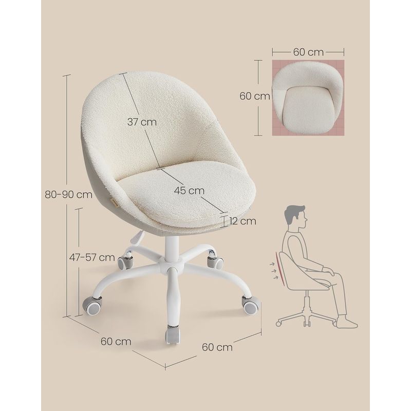 Casa si Gradina - Mobilier - Scaune si fotolii - Scaune - Scaun de birou ergonomic, inaltime reglabila, 60x60x(80-90) cm, bej - Infinity.ro