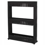 Casa si Gradina - Mobilier - Biblioteci si rafturi - Rafturi - Sistem rafturi de depozitare Sersimo HA116 cu roti pentru bucatarie sau baie cu 3 polite, negru - Infinity.ro