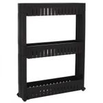Casa si Gradina - Mobilier - Biblioteci si rafturi - Rafturi - Sistem rafturi de depozitare Sersimo HA116 cu roti pentru bucatarie sau baie cu 3 polite, negru - Infinity.ro