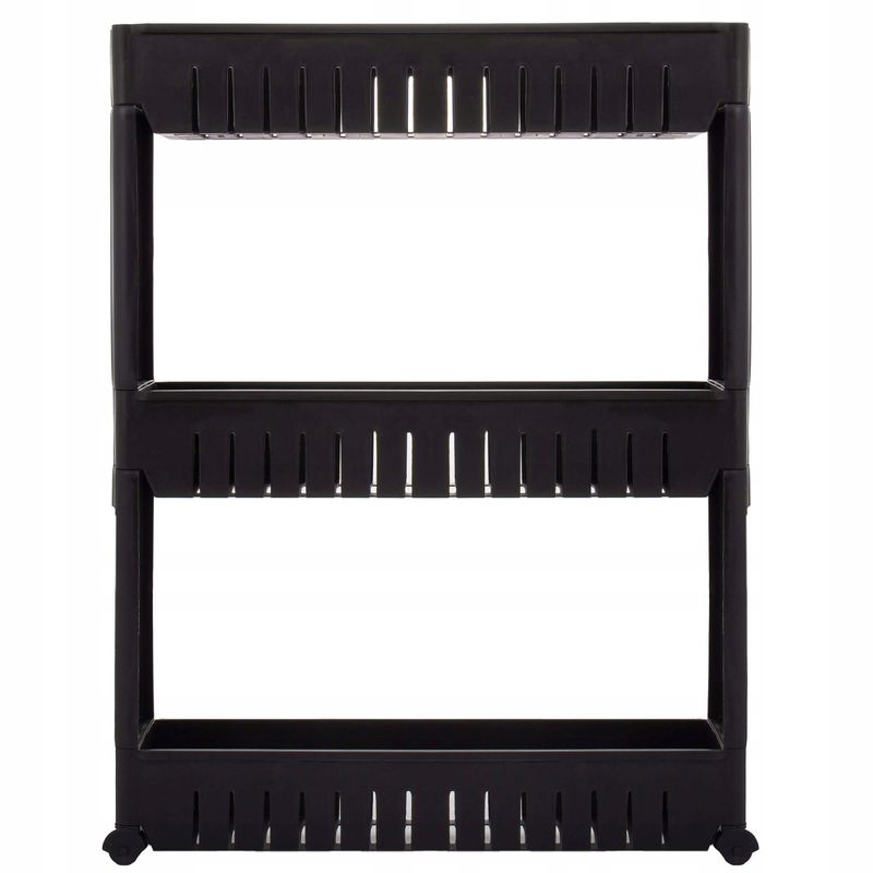Casa si Gradina - Mobilier - Biblioteci si rafturi - Rafturi - Sistem rafturi de depozitare Sersimo HA116 cu roti pentru bucatarie sau baie cu 3 polite, negru - Infinity.ro