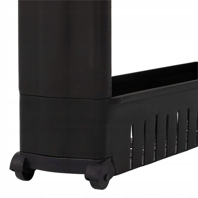 Casa si Gradina - Mobilier - Biblioteci si rafturi - Rafturi - Sistem rafturi de depozitare Sersimo HA116 cu roti pentru bucatarie sau baie cu 3 polite, negru - Infinity.ro