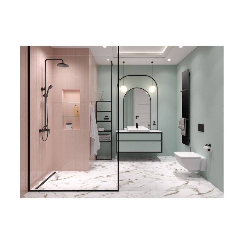 Casa si Gradina - Sanitare - Cazi si cabine de dus - Coloane si seturi de dus - Coloana de dus cu baterie si para de dus monocomanda, negru mat, Ritto Black - Infinity.ro