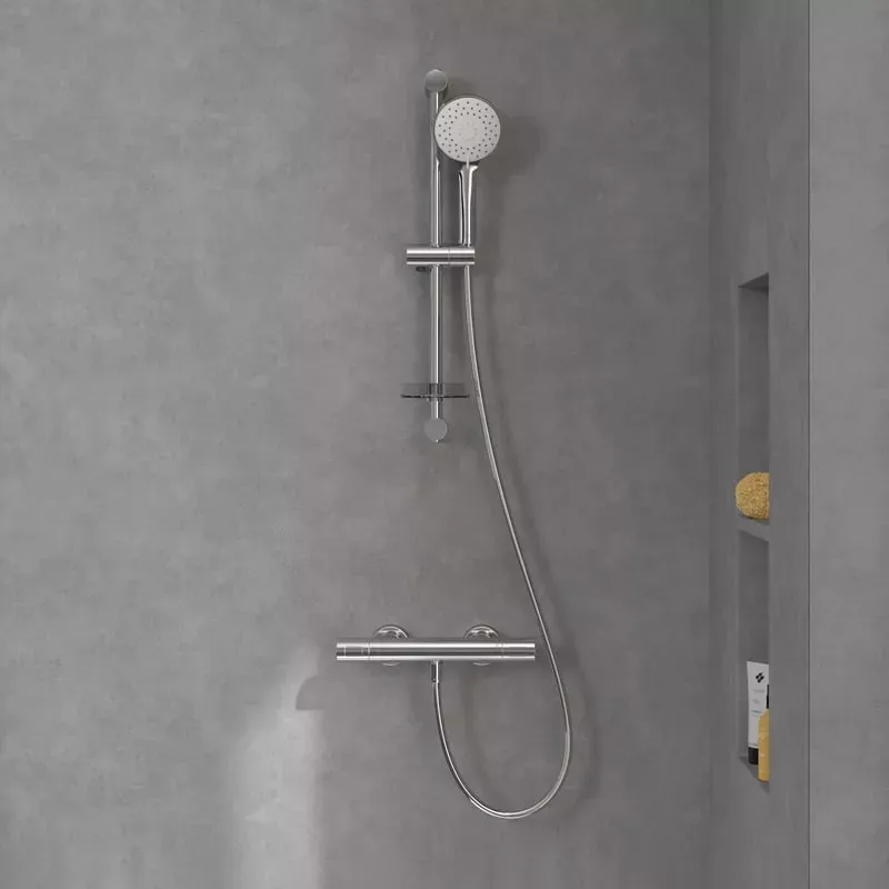 Casa si Gradina - Sanitare - Cazi si cabine de dus - Coloane si seturi de dus - Coloana dus Villeroy and Boch, 600 mm, 3 functii, etajera, crom, TVS109004UK061 - Infinity.ro