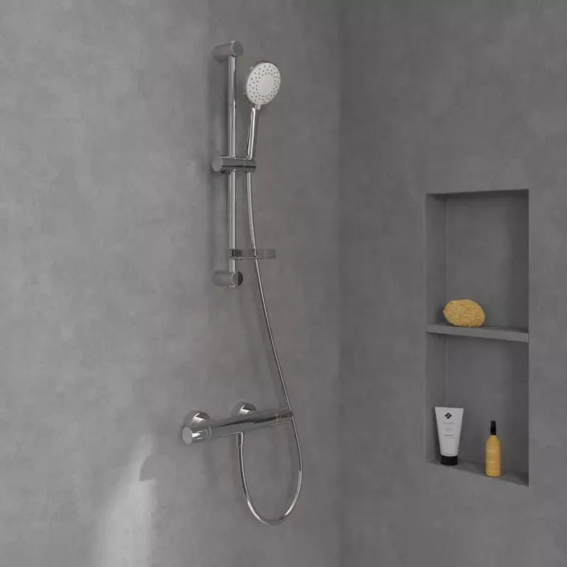 Casa si Gradina - Sanitare - Cazi si cabine de dus - Coloane si seturi de dus - Coloana dus Villeroy and Boch, 600 mm, 3 functii, etajera, crom, TVS109004UK061 - Infinity.ro