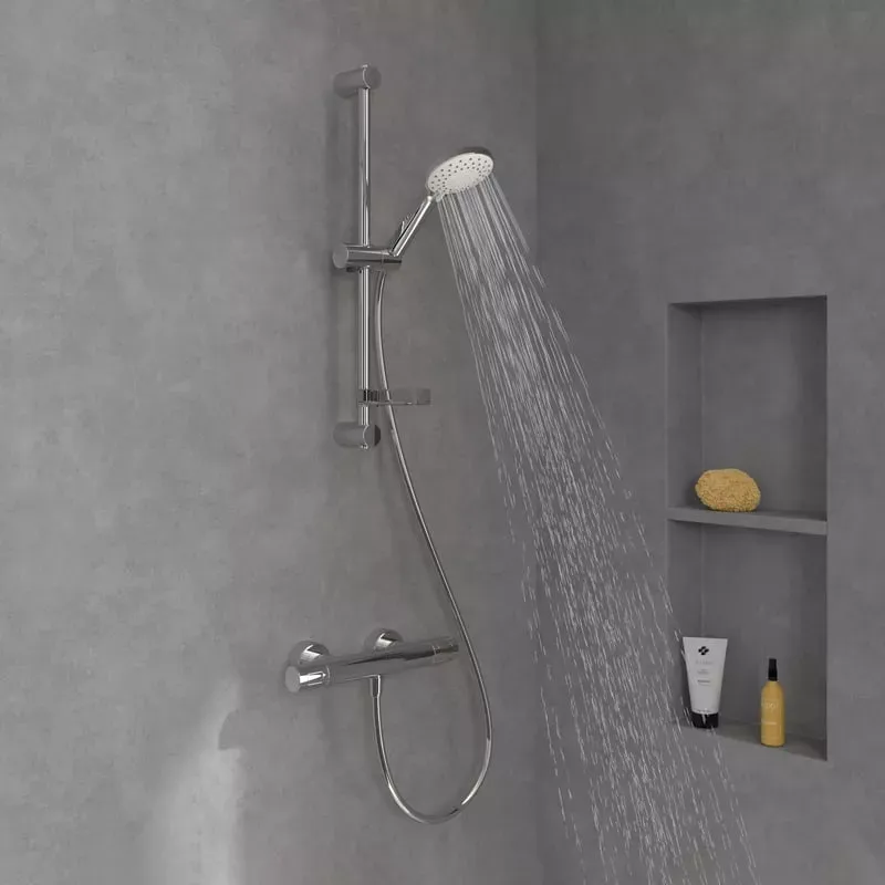 Casa si Gradina - Sanitare - Cazi si cabine de dus - Coloane si seturi de dus - Coloana dus Villeroy and Boch, 600 mm, 3 functii, etajera, crom, TVS109004UK061 - Infinity.ro