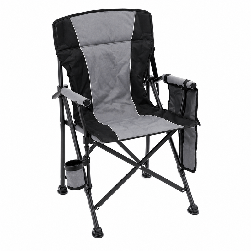Casa si Gradina - Gradina si terasa - Mobilier exterior - Seturi mobila gradina - Scaun turistic pliabil cu incalzire, suport pahar, buzunar powerbank, maxim 120 kg, 58x58x90 cm, negru - Infinity.ro