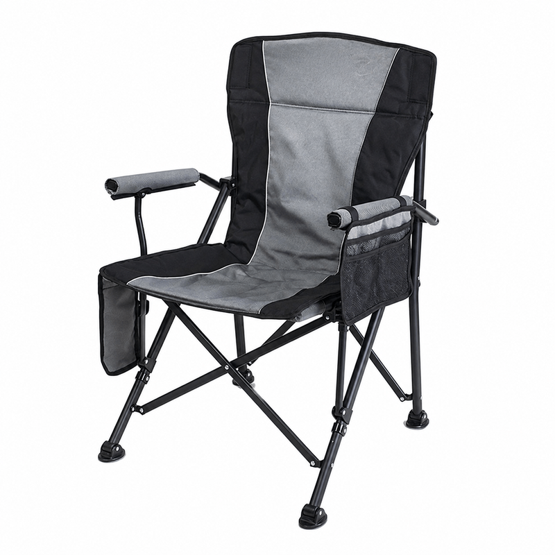 Casa si Gradina - Gradina si terasa - Mobilier exterior - Seturi mobila gradina - Scaun turistic pliabil cu incalzire, suport pahar, buzunar powerbank, maxim 120 kg, 58x58x90 cm, negru - Infinity.ro