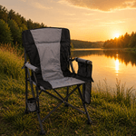 Casa si Gradina - Gradina si terasa - Mobilier exterior - Seturi mobila gradina - Scaun turistic pliabil cu incalzire, suport pahar, buzunar powerbank, maxim 120 kg, 58x58x90 cm, negru - Infinity.ro