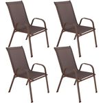 Casa si Gradina - Gradina si terasa - Mobilier exterior - Seturi mobila gradina - Set 4 scaune gradina cu brate, cadru otel si sezut textilene, 53x72x92 cm, maro - Infinity.ro