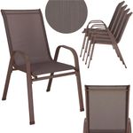 Casa si Gradina - Gradina si terasa - Mobilier exterior - Seturi mobila gradina - Set 4 scaune gradina cu brate, cadru otel si sezut textilene, 53x72x92 cm, maro - Infinity.ro