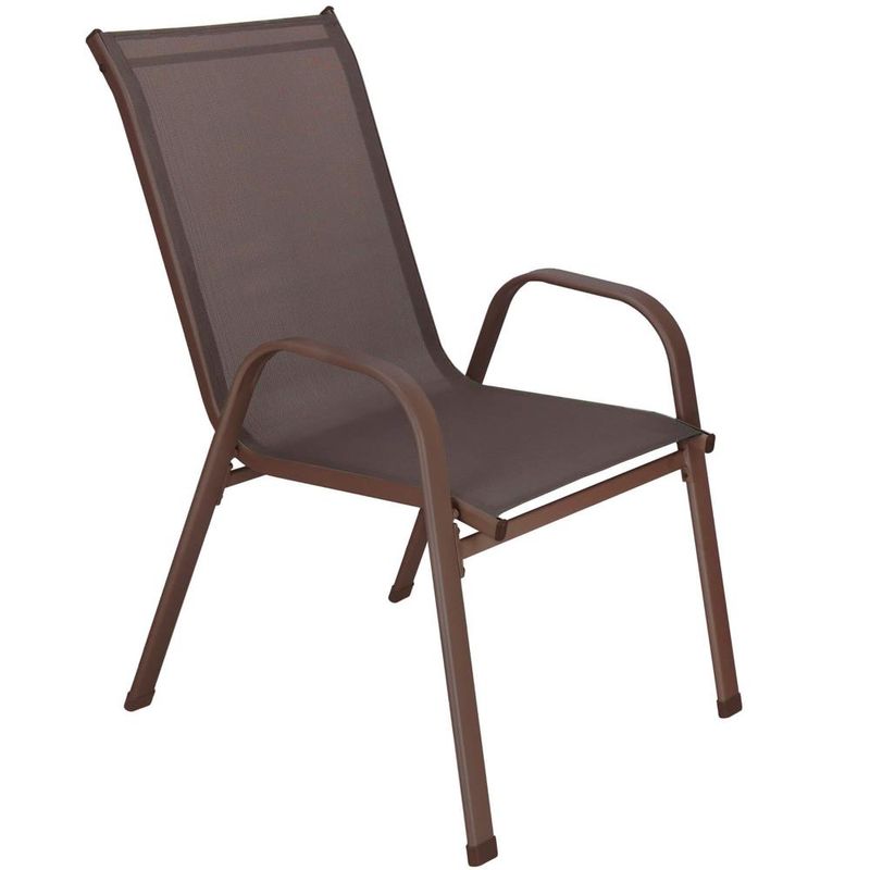 Casa si Gradina - Gradina si terasa - Mobilier exterior - Seturi mobila gradina - Set 4 scaune gradina cu brate, cadru otel si sezut textilene, 53x72x92 cm, maro - Infinity.ro