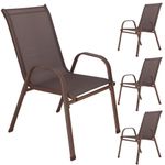 Casa si Gradina - Gradina si terasa - Mobilier exterior - Seturi mobila gradina - Set 4 scaune gradina cu brate, cadru otel si sezut textilene, 53x72x92 cm, maro - Infinity.ro