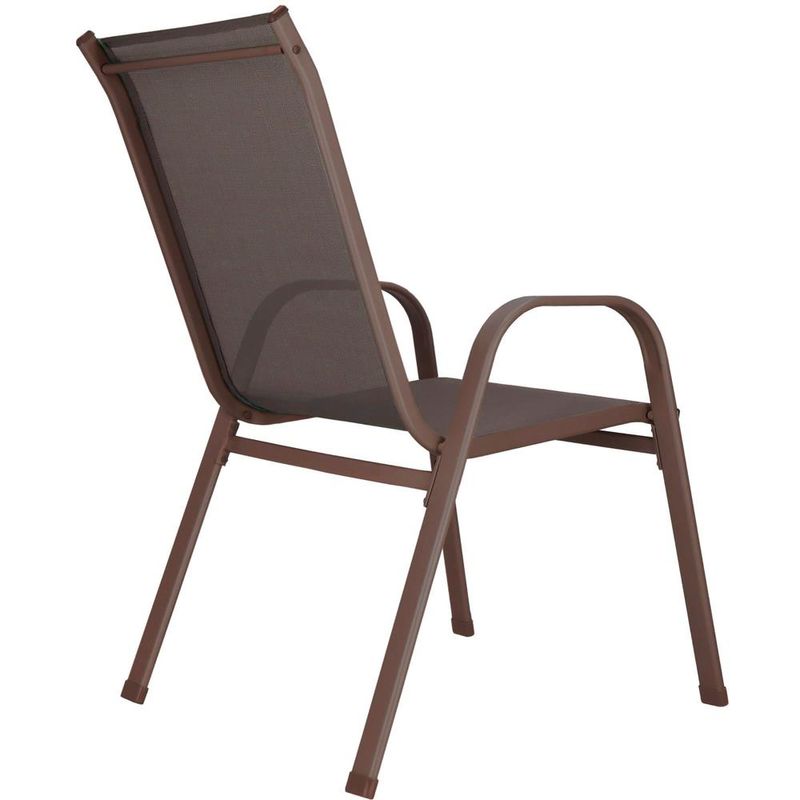 Casa si Gradina - Gradina si terasa - Mobilier exterior - Seturi mobila gradina - Set 4 scaune gradina cu brate, cadru otel si sezut textilene, 53x72x92 cm, maro - Infinity.ro