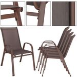 Casa si Gradina - Gradina si terasa - Mobilier exterior - Seturi mobila gradina - Set 4 scaune gradina cu brate, cadru otel si sezut textilene, 53x72x92 cm, maro - Infinity.ro