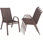 Casa si Gradina - Gradina si terasa - Mobilier exterior - Seturi mobila gradina - Set 4 scaune gradina cu brate, cadru otel si sezut textilene, 53x72x92 cm, maro - Infinity.ro
