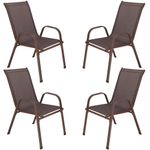 Casa si Gradina - Gradina si terasa - Mobilier exterior - Seturi mobila gradina - Set 4 scaune gradina cu brate, cadru otel si sezut textilene, 53x72x92 cm, maro - Infinity.ro