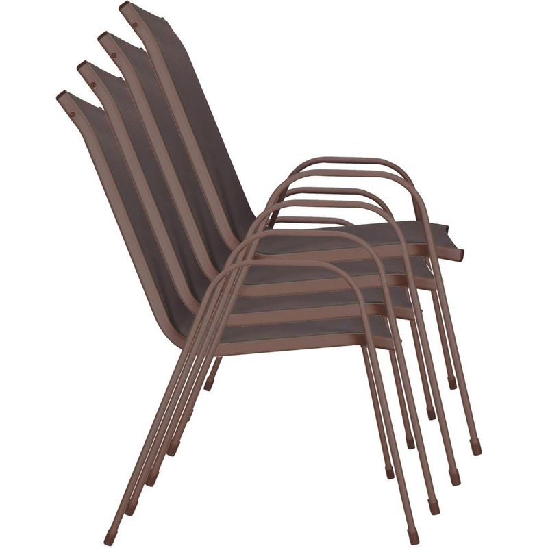 Casa si Gradina - Gradina si terasa - Mobilier exterior - Seturi mobila gradina - Set 4 scaune gradina cu brate, cadru otel si sezut textilene, 53x72x92 cm, maro - Infinity.ro