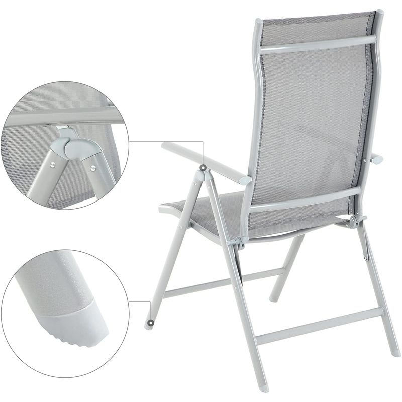 Casa si Gradina - Gradina si terasa - Mobilier exterior - Seturi mobila gradina - Set 2 scaune gradina pliabile cu spatar reglabil 8 pozitii, 150 kg, 56x70x106 cm, gri - Infinity.ro