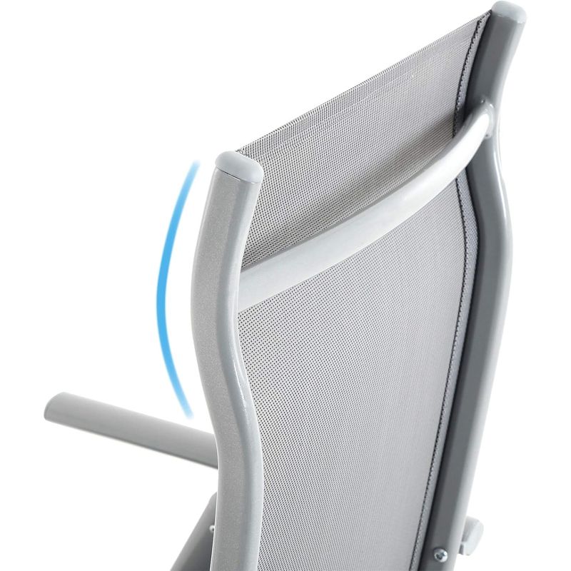 Casa si Gradina - Gradina si terasa - Mobilier exterior - Seturi mobila gradina - Set 2 scaune gradina pliabile cu spatar reglabil 8 pozitii, 150 kg, 56x70x106 cm, gri - Infinity.ro