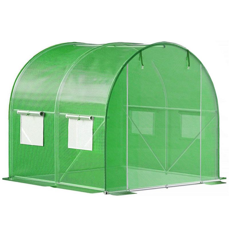 Casa si Gradina - Gradinarit si plante - Sere si solarii - Folie inlocuire sera 200x200x200 cm, PE 140g/m2 cu plasa PP, filtru UV4, 4 ferestre si usa fermoar, verde - Infinity.ro