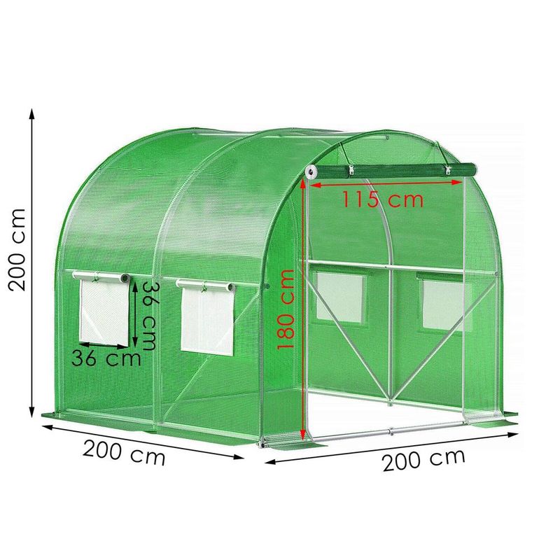 Casa si Gradina - Gradinarit si plante - Sere si solarii - Folie inlocuire sera 200x200x200 cm, PE 140g/m2 cu plasa PP, filtru UV4, 4 ferestre si usa fermoar, verde - Infinity.ro
