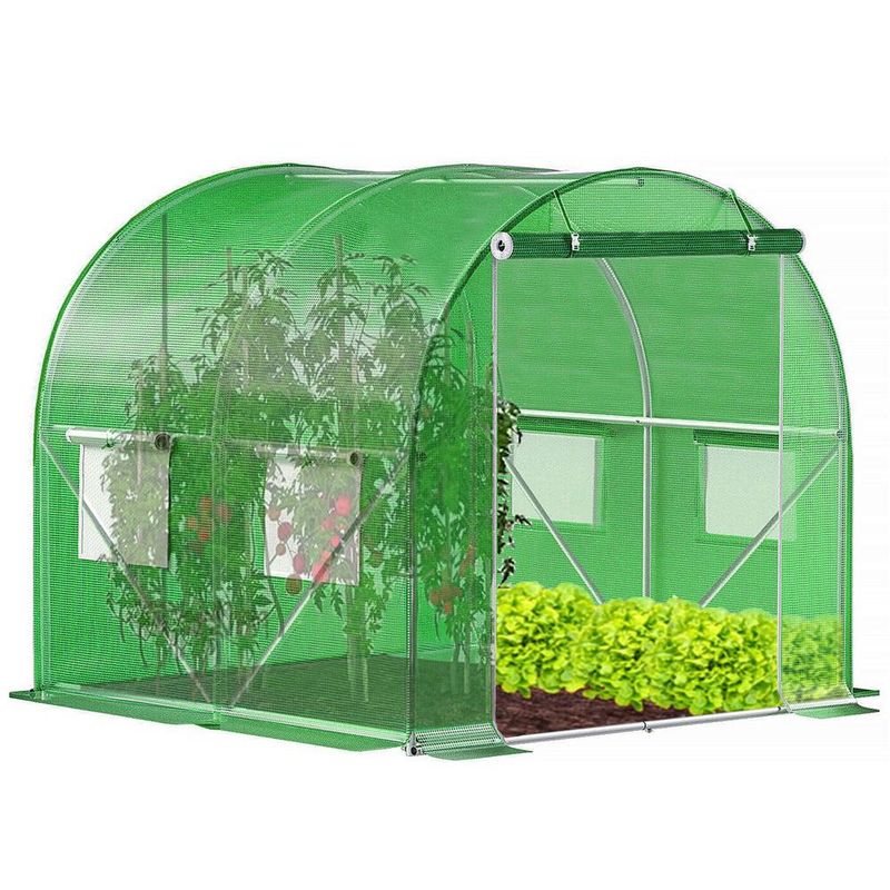 Casa si Gradina - Gradinarit si plante - Sere si solarii - Folie inlocuire sera 200x200x200 cm, PE 140g/m2 cu plasa PP, filtru UV4, 4 ferestre si usa fermoar, verde - Infinity.ro