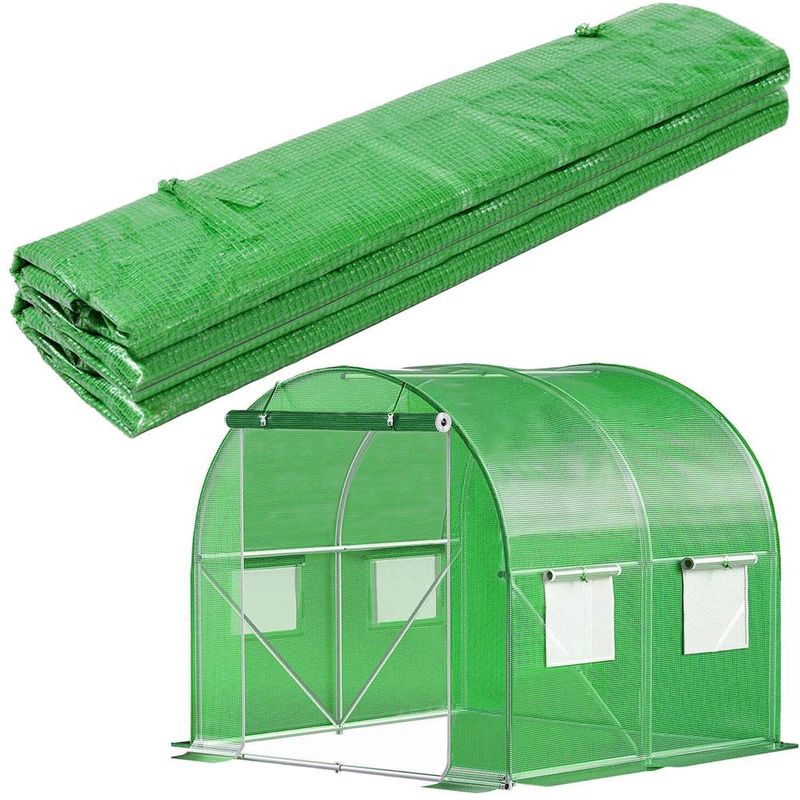 Casa si Gradina - Gradinarit si plante - Sere si solarii - Folie inlocuire sera 200x200x200 cm, PE 140g/m2 cu plasa PP, filtru UV4, 4 ferestre si usa fermoar, verde - Infinity.ro