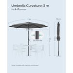 Casa si Gradina - Gradina si terasa - Umbrele si pavilioane - Umbrele - Umbrela gradina cu manivela si sistem inclinare 30, poliester 180g/m2 UPF 50+, stalp metalic, D300 cm, gri - Infinity.ro