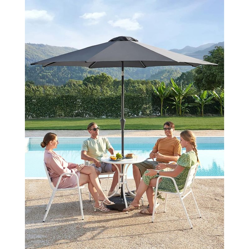 Casa si Gradina - Gradina si terasa - Umbrele si pavilioane - Umbrele - Umbrela gradina cu manivela si sistem inclinare 30, poliester 180g/m2 UPF 50+, stalp metalic, D300 cm, gri - Infinity.ro