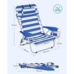 Casa si Gradina - Gradina si terasa - Mobilier exterior - Scaune si sezlonguri gradina - Scaun plaja portabil cu spatar rabatabil 4 pozitii, cadru aluminiu Oxford 600D, max 150 kg, 68x63x75 cm, alb albastru - Infinity.ro