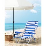 Casa si Gradina - Gradina si terasa - Mobilier exterior - Scaune si sezlonguri gradina - Scaun plaja portabil cu spatar rabatabil 4 pozitii, cadru aluminiu Oxford 600D, max 150 kg, 68x63x75 cm, alb albastru - Infinity.ro