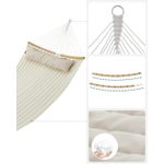 Casa si Gradina - Gradina si terasa - Balansoare si hamace - Balansoare - Hamac dublu cu bare curbate din bambus, perna inclusa, maxim 225 kg, 200x140 cm, crem - Infinity.ro